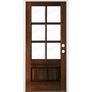 36 in. x 80 in. Farmhouse 3/4 LiteRed Mahogany Stain Left-Hand/Inswing Douglas Fir Prehung Front Door