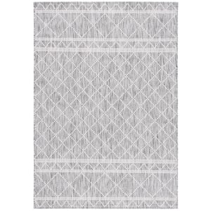 Courtyard Light Gray/Dark Gray 5 ft. x 8 ft. Diamond Border Indoor/Outdoor Area Rug