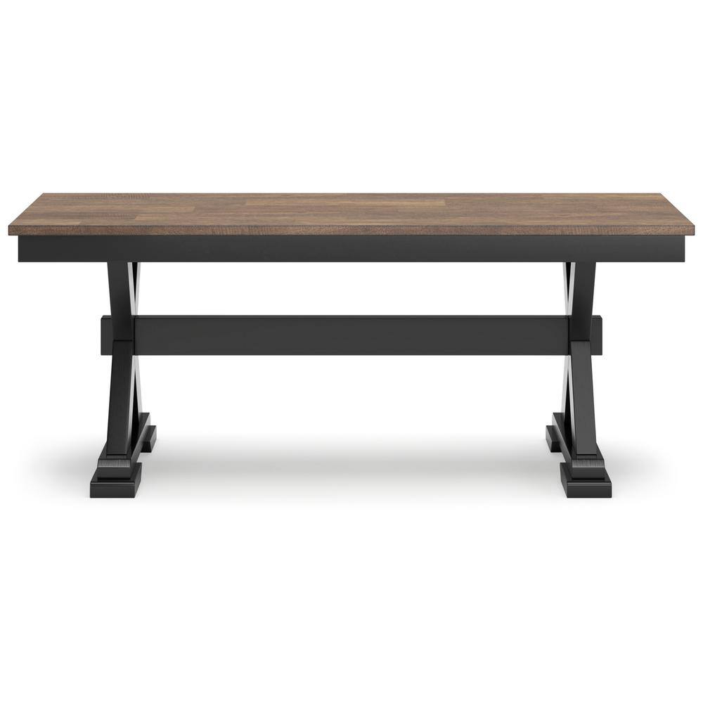 Wildenauer 48" Black and Brown Wood Dining Bench