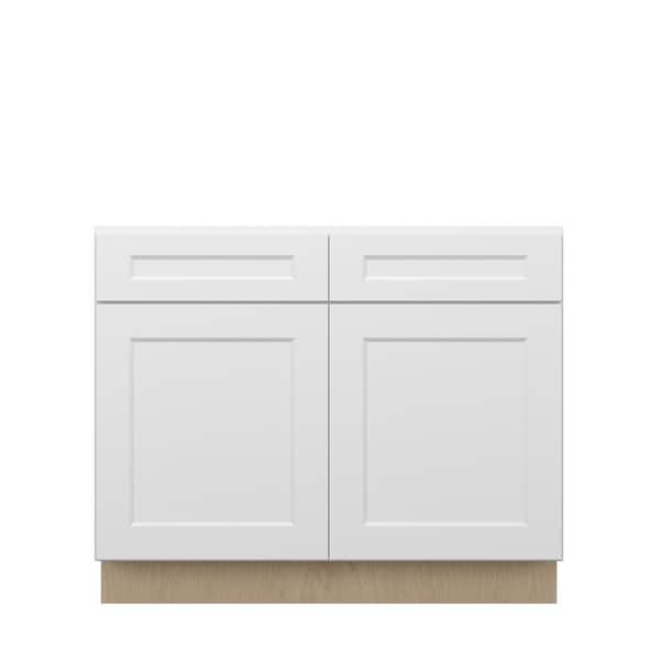 Norfolk Shaker 42 in. W x 34.5 in. H x 24 in. D in Painted White Plywood Assembled Base Cabinet