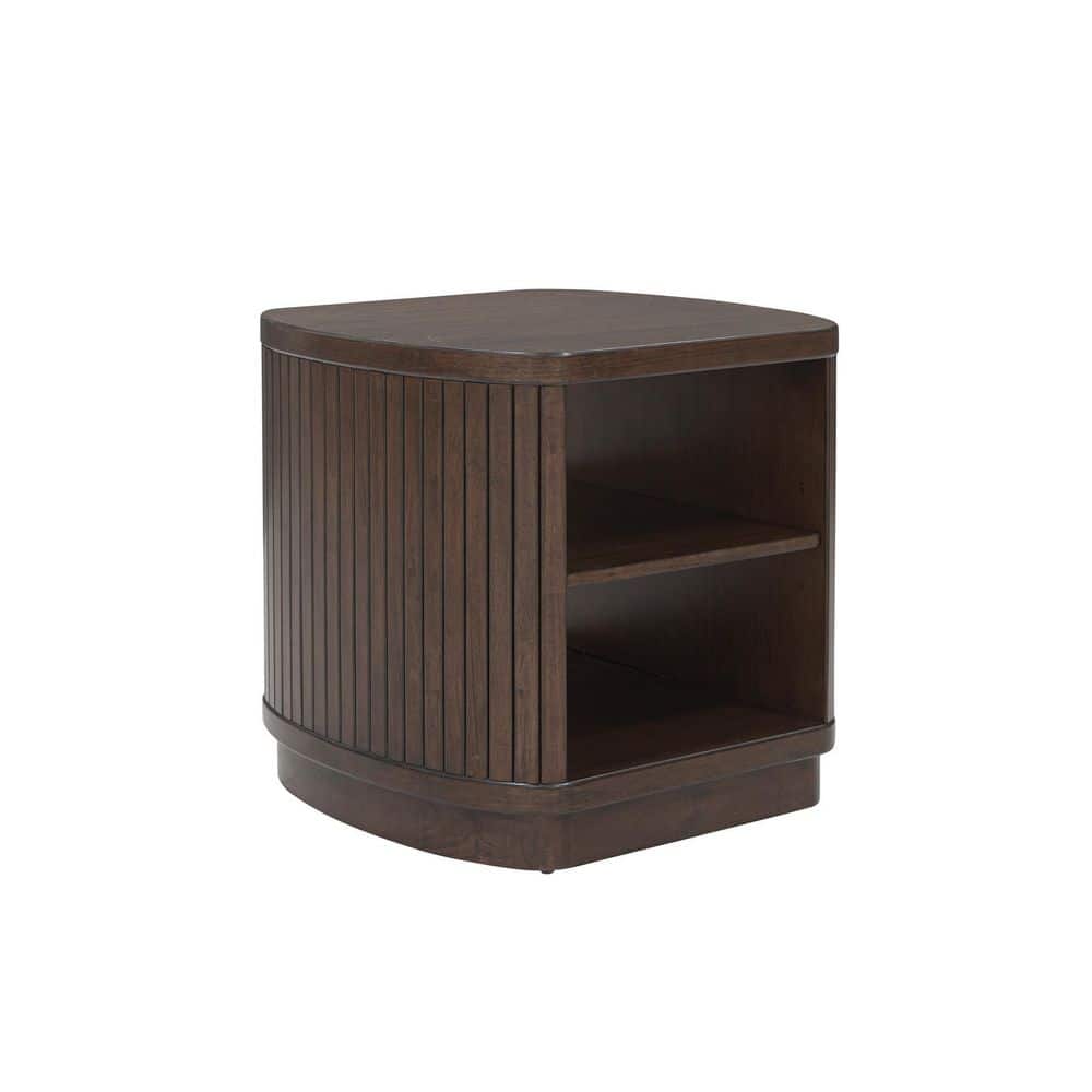 Korestone 25 in. Brown Specialty Wood End Table with Storage and Shelves
