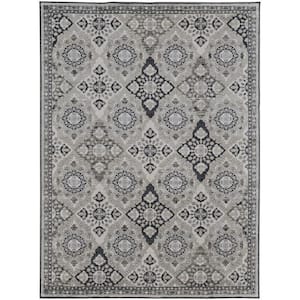 Gray and Black 2 ft. x 3 ft. Floral Area Rug
