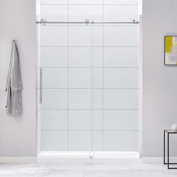 Glacier Bay Cambridge 60 in. W x 78.74 in. H Frameless Sliding Shower Door in Chrome