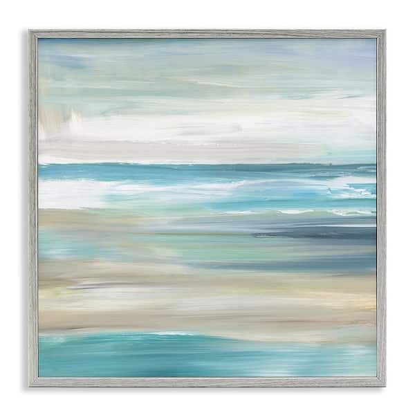 Abstract Beach Sand Ocean Waves by Nan Gray Framed Giclee Art Print Coastal 24 in. x 24 in.