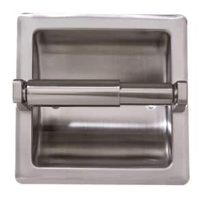 Recessed Toilet Paper Holder with Mounting Plate in Satin Nickel