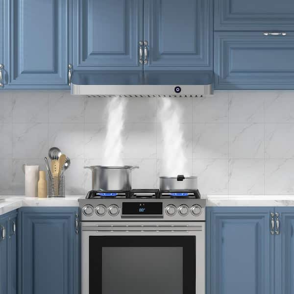 30 in. 900 CFM Ducted Under Cabinet Range Hood with 3-Way Venting, LED Lights and Knob Control in Stainless Steel