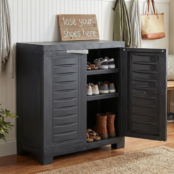 Sunnydaze Heavy-Duty Plastic Storage 23.25 in. W x 25.5 in. H x