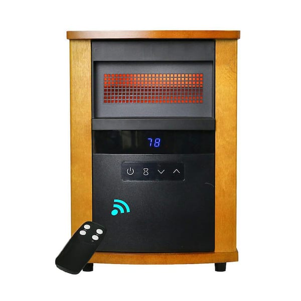 1500W Yellow Oak Indoor Electric Cabinet Heater Infrared Quartz Space Heater with Remote Timer and Safety for Home