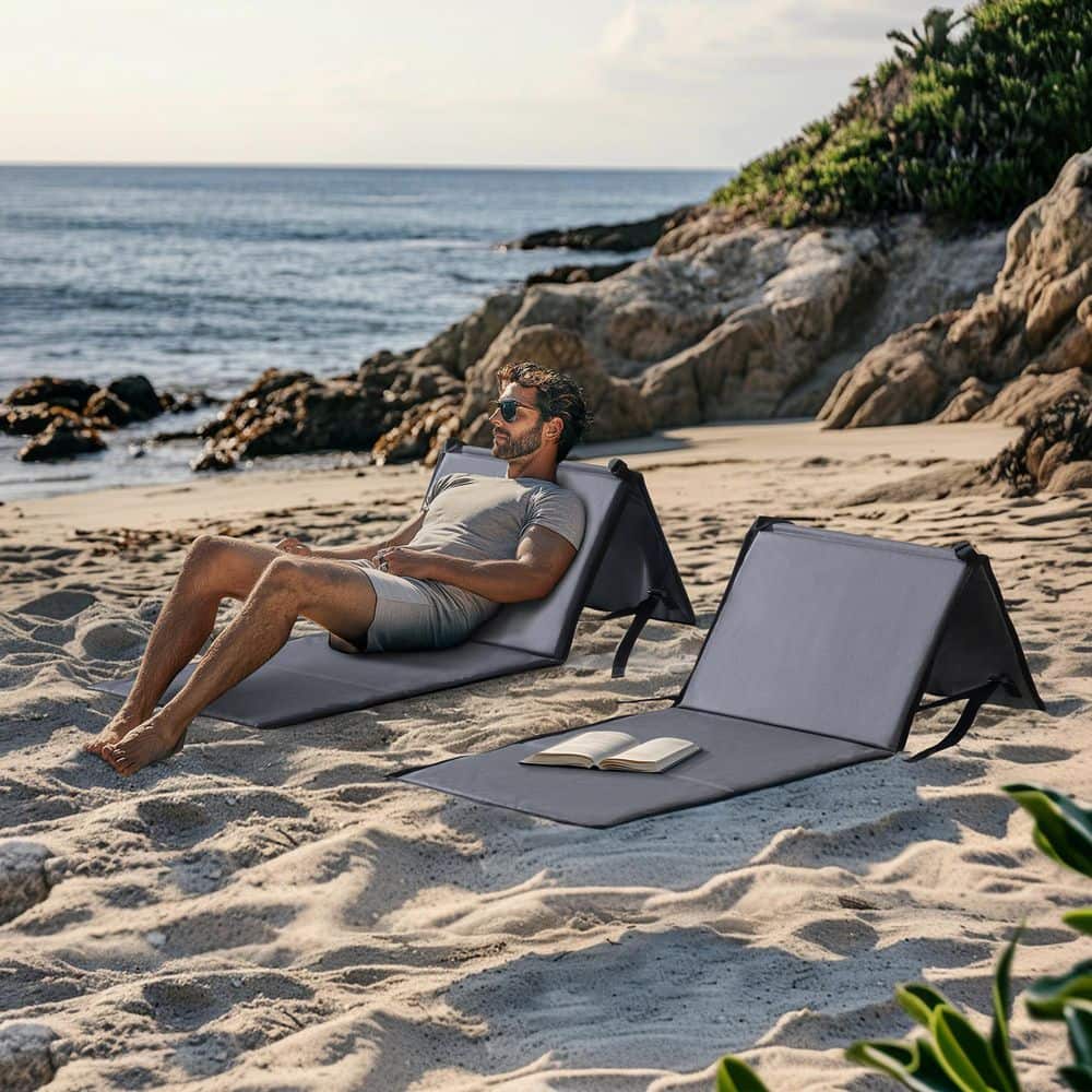 2-Piece Grey Portable Stackable Outdoor Steel Chaise Lounge Chair with Adjustable Backrest price history on PriceWatchPro