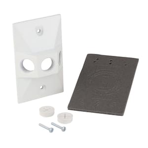 1-Gang Metallic Weatherproof Cover with (3) 1/2 in. Holes, White