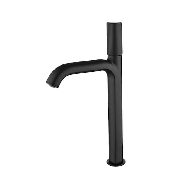 Dimakai Single Hole Single Handle Bathroom Vessel Faucet in Matte Black with Lead-Free Brass Construction No Drain Kit