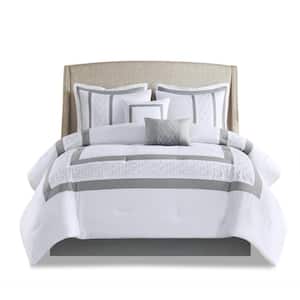 Kingwood 8-Piece White Polyester Queen Embroidered Comforter Set
