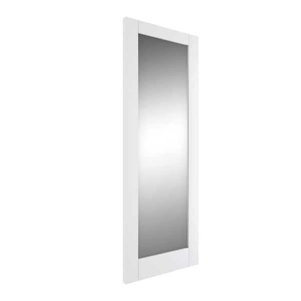 30 in. x 80 in. MDF Wood, Primed, White, 1 Lite, Mirrored Glass, 2-Sided Interior Door Slab Without Hinges