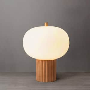 Tambo 24 in. Weathered Brass LED Table Lamp for Living Room with White Linen Shade