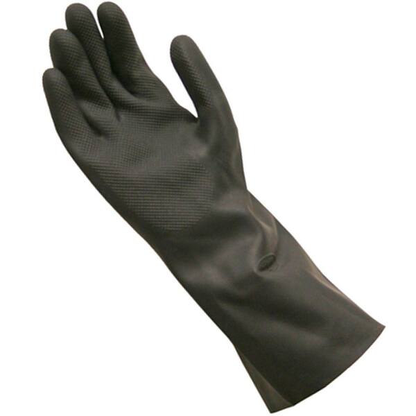 Heavy Duty Black Natural Latex Rubber Gloves Non Slip Grip Household Clean Wash 