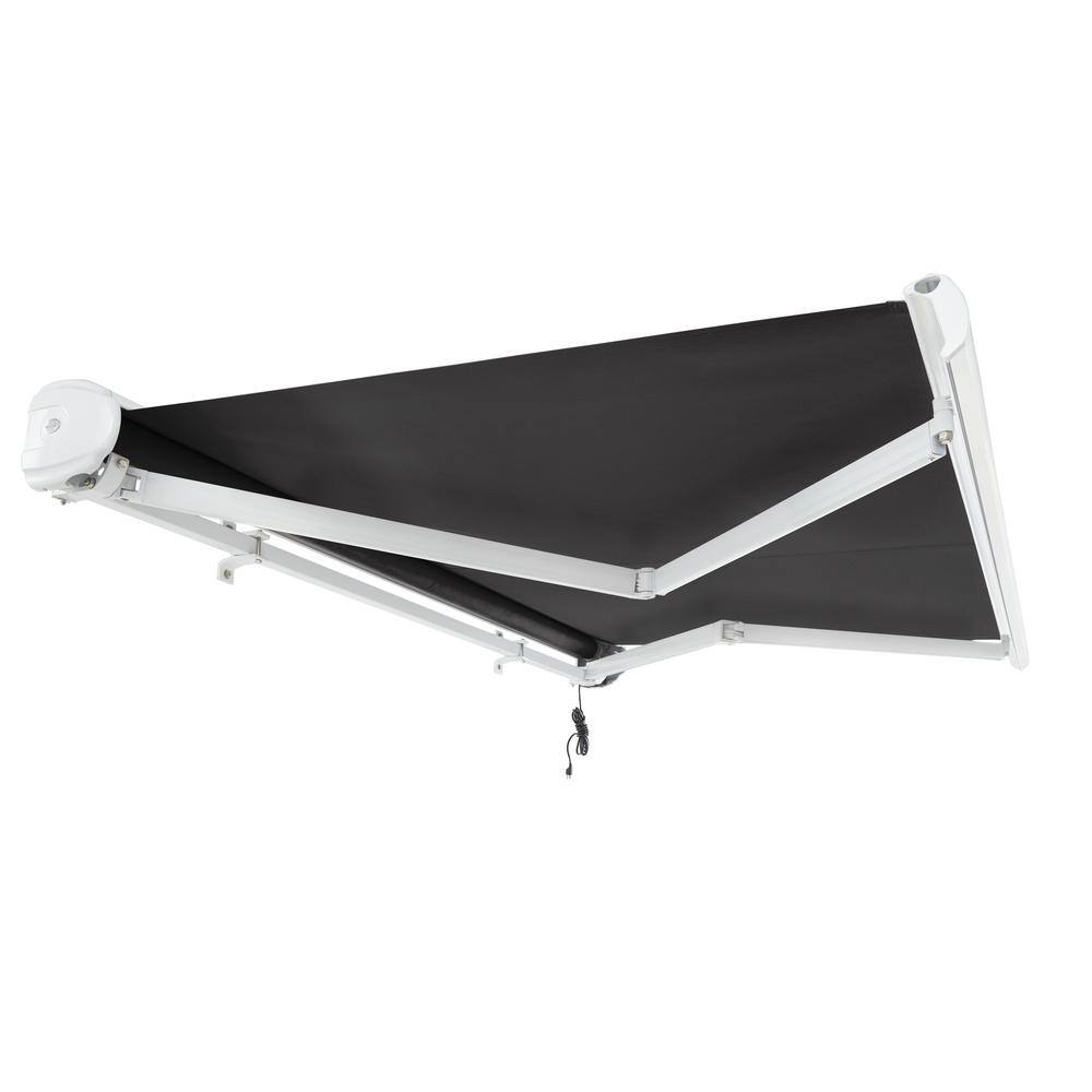 12' x 10' Black Powder Coated Aluminum Retractable Patio Awning