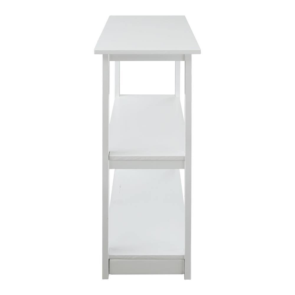 Adams White Solid Pine 3-Shelf Bookcase with Concealed Drawer