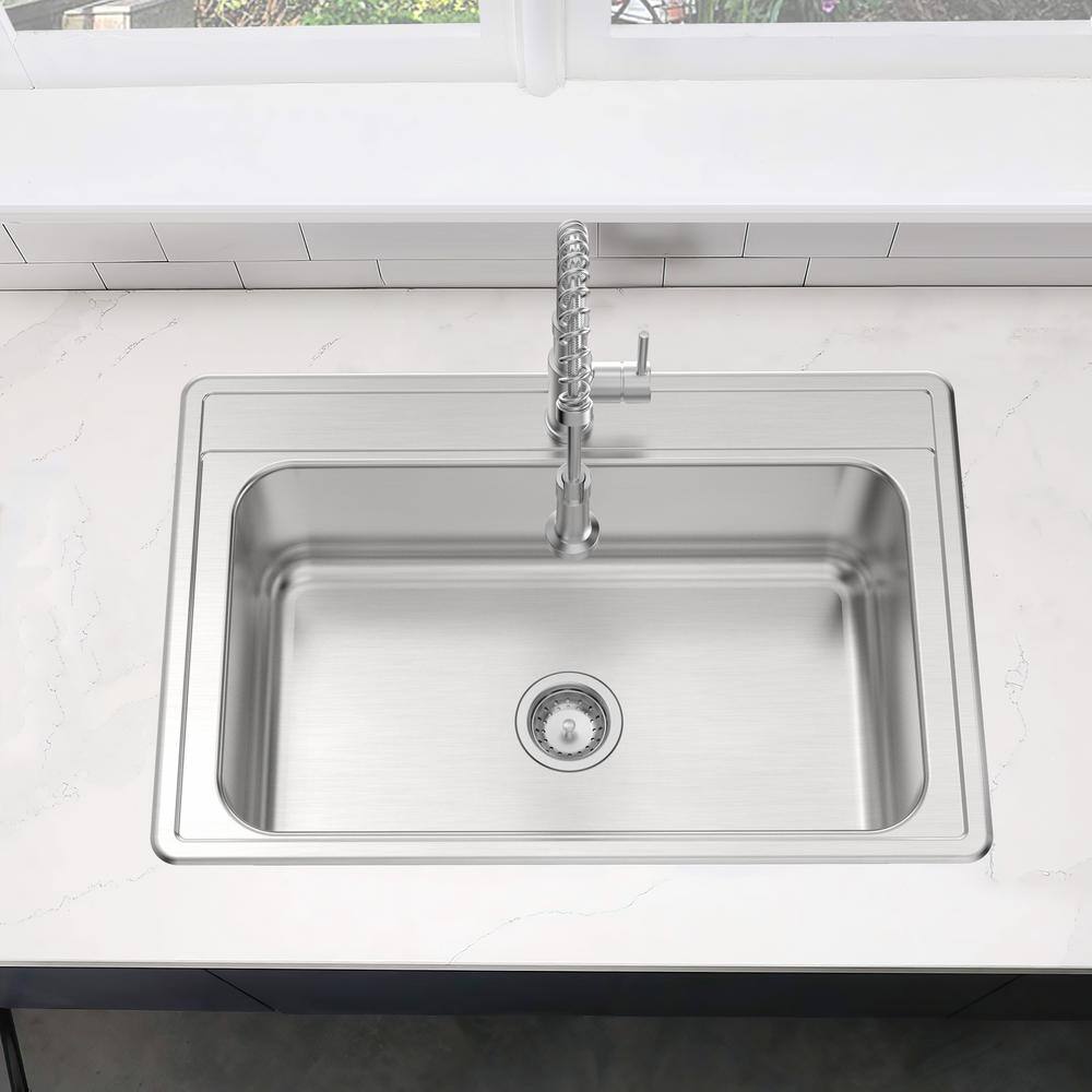 33x22 Brushed Stainless Steel Single Bowl Kitchen Sink
