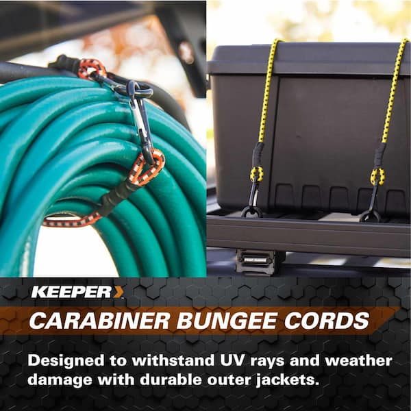 Keeper - 48” Carabiner Bungee Cord, 2 Pack - UV and Weather-Resistant