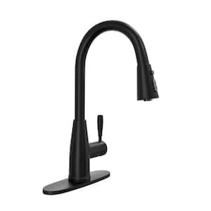 Single Handle Pull Down Sprayer Kitchen Faucet with 3 Modes in Black