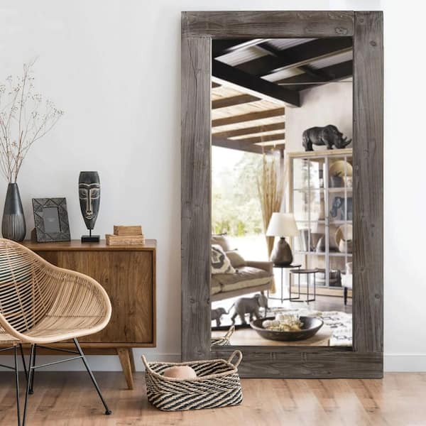 PexFix 31 in. W x 71 in. H Farmhouse Large Distressed Leaning Rectangle  Full Length Mirror in Charcoal Framed SUUS-SM-M18080-KA-S486-2 - The Home  Depot