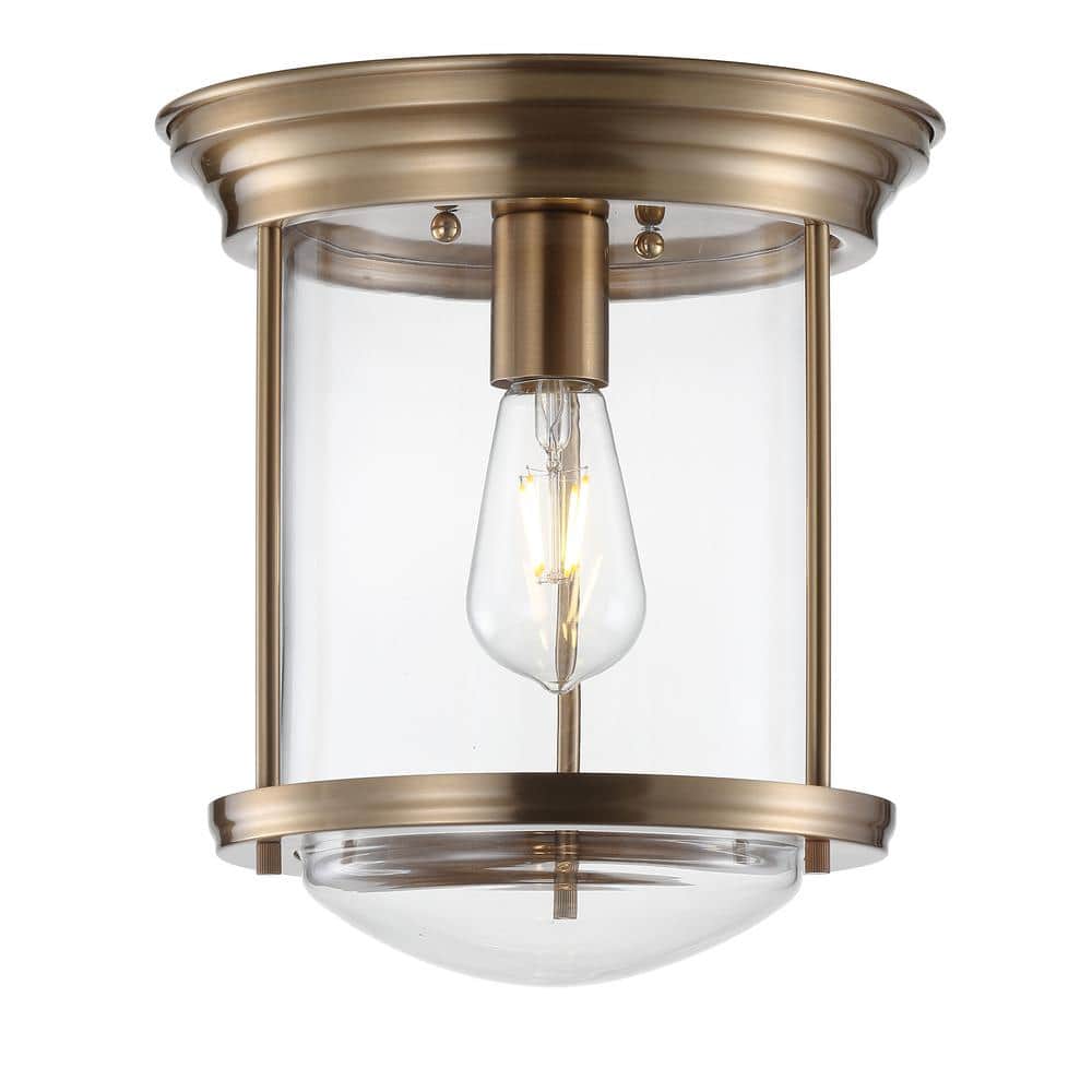 Savannah 10.25" Brass and Glass LED Flush Mount Light