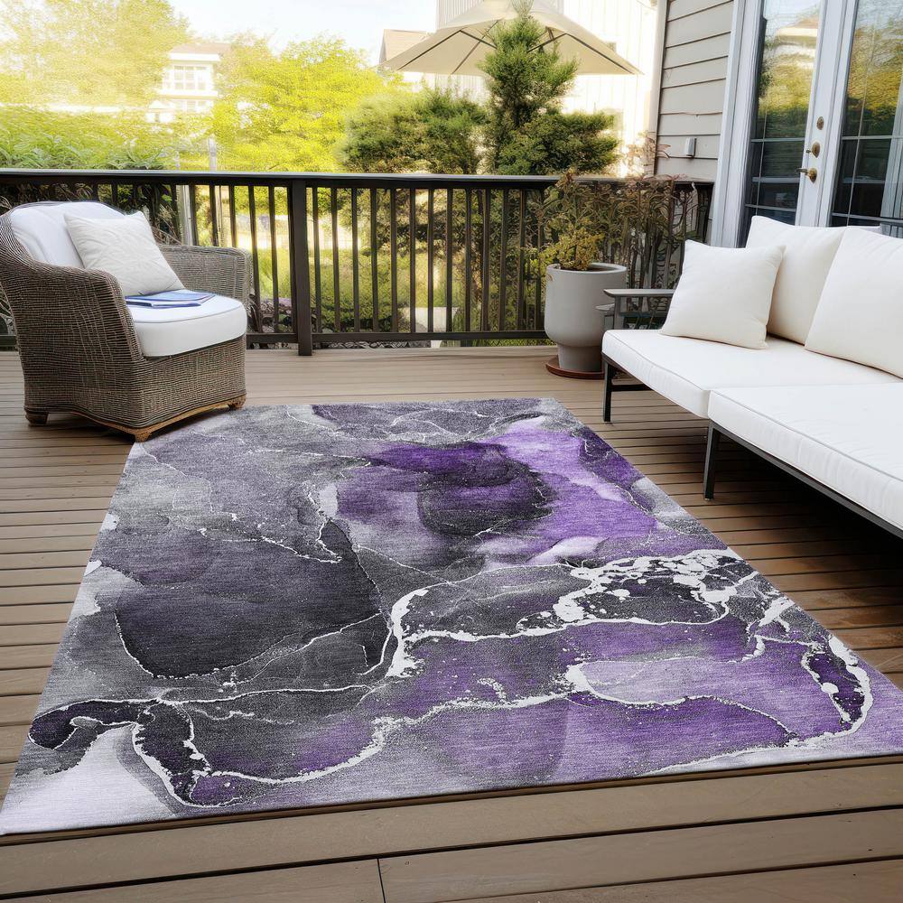 Purple and Gray Abstract Pattern 3' x 5' Washable Area Rug