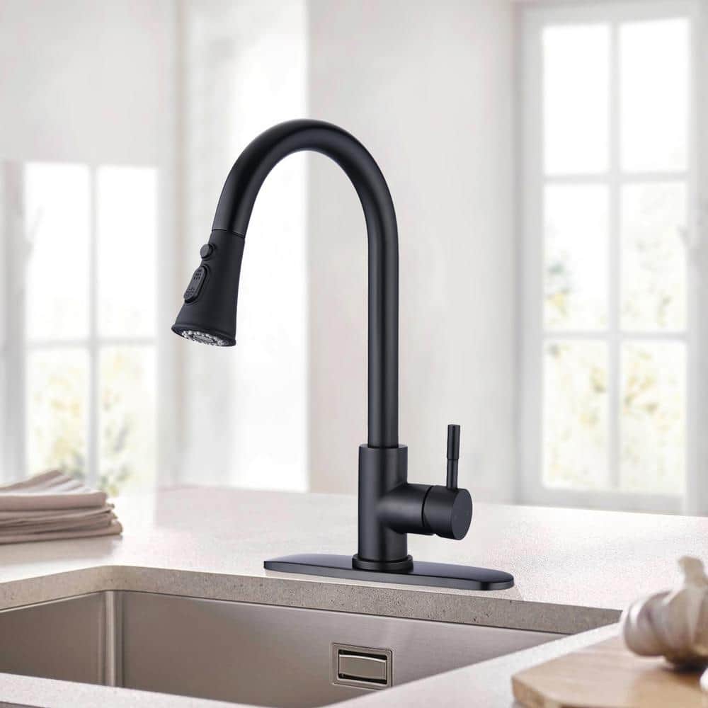 Matte Black Stainless Steel Pull Down Kitchen Faucet