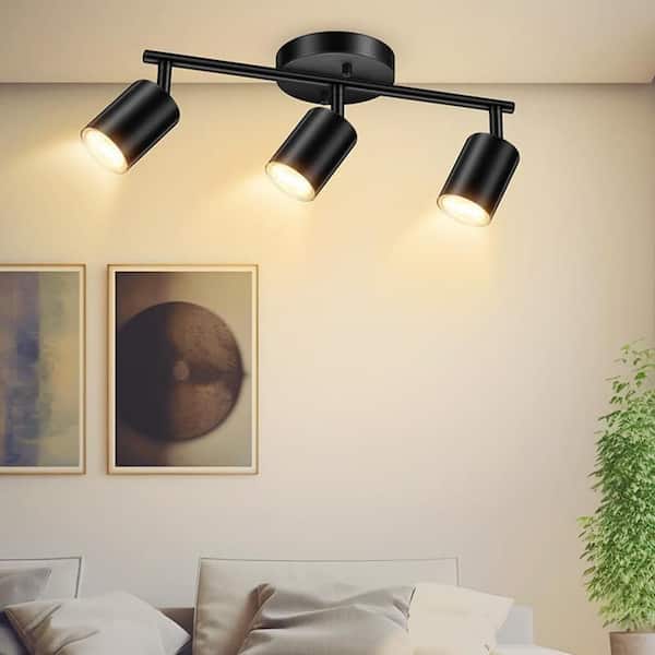 12 in. 3-Light Black Hardwired Track Lighting Kit with Gimbal Head