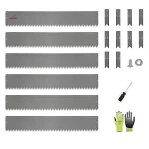 40 in. x 6 in. Quartz Grey Galvanized Steel Garden Landscape Edging Lawn Border with Gloves and 10 Stakes (6-Pieces )
