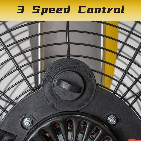 WOCK 24 in. Yellow 8300 CFM High Velocity Industrial Drum Fan, 3