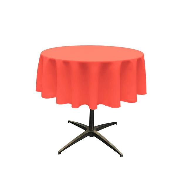 LA Linen 58 in. Round Coral Polyester Poplin Tablecloth