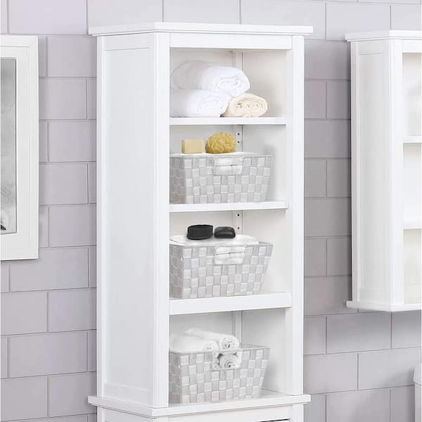 X-Large Storage Baskets for Organizing, Linen Closet Storage, White 15 in. x 6 in. Plastic Decorative Baskets Set of 3