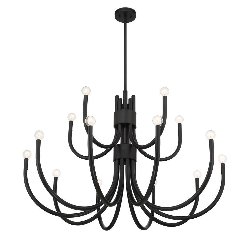 Sorrento Matte Black 15-Light Metal Chandelier