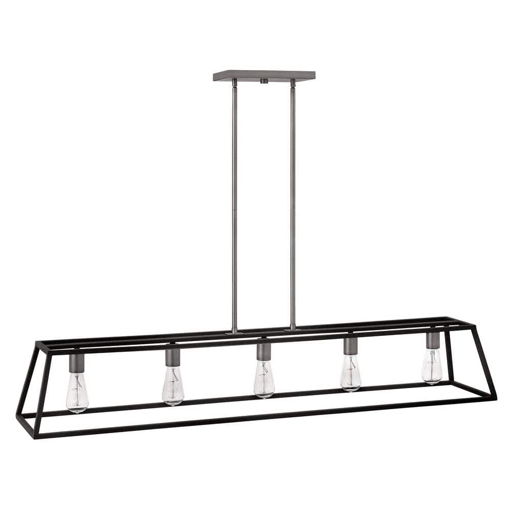 Aged Zinc 5-Light Industrial Cage Chandelier with Vintage Charm