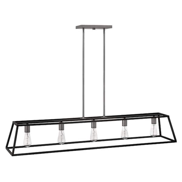 Fulton 5-Light Aged Zinc Black Candlestick Chandelier