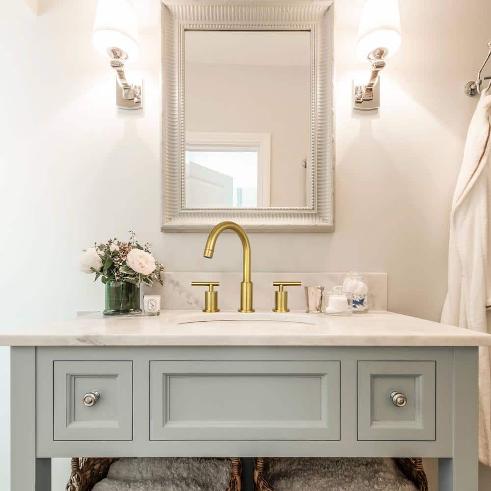 Brass Gold Two-Handle Widespread Bathroom Faucet