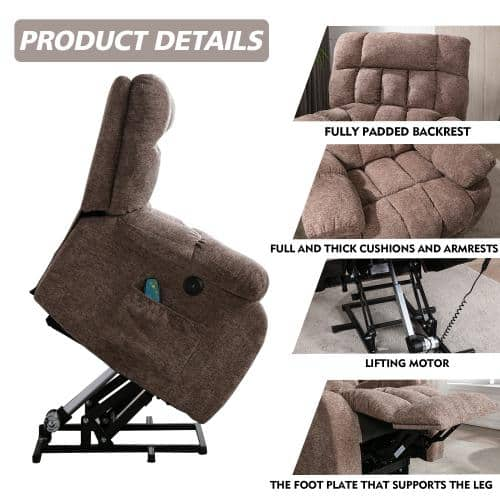 39.4 Wide Ultimate Comfort Power Lift Recliner with Heated Massage Spacious & Ergonomic Red Barrel Studio Body Fabric: Chocolate Microfiber/Microsue