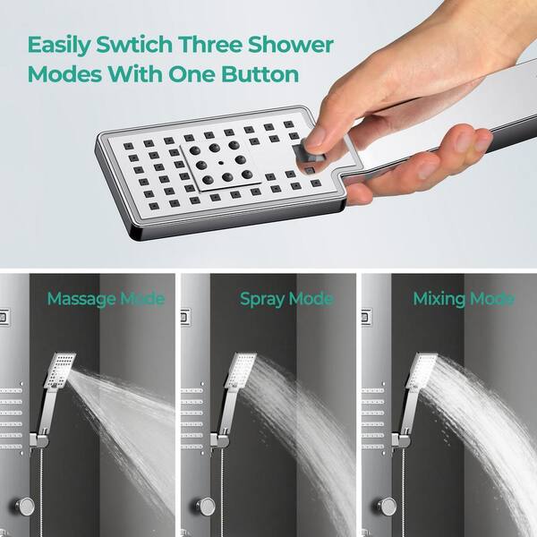ANZA 47 in. 6-Jet LED Rainfall, Waterfall Modesand Shower Panel