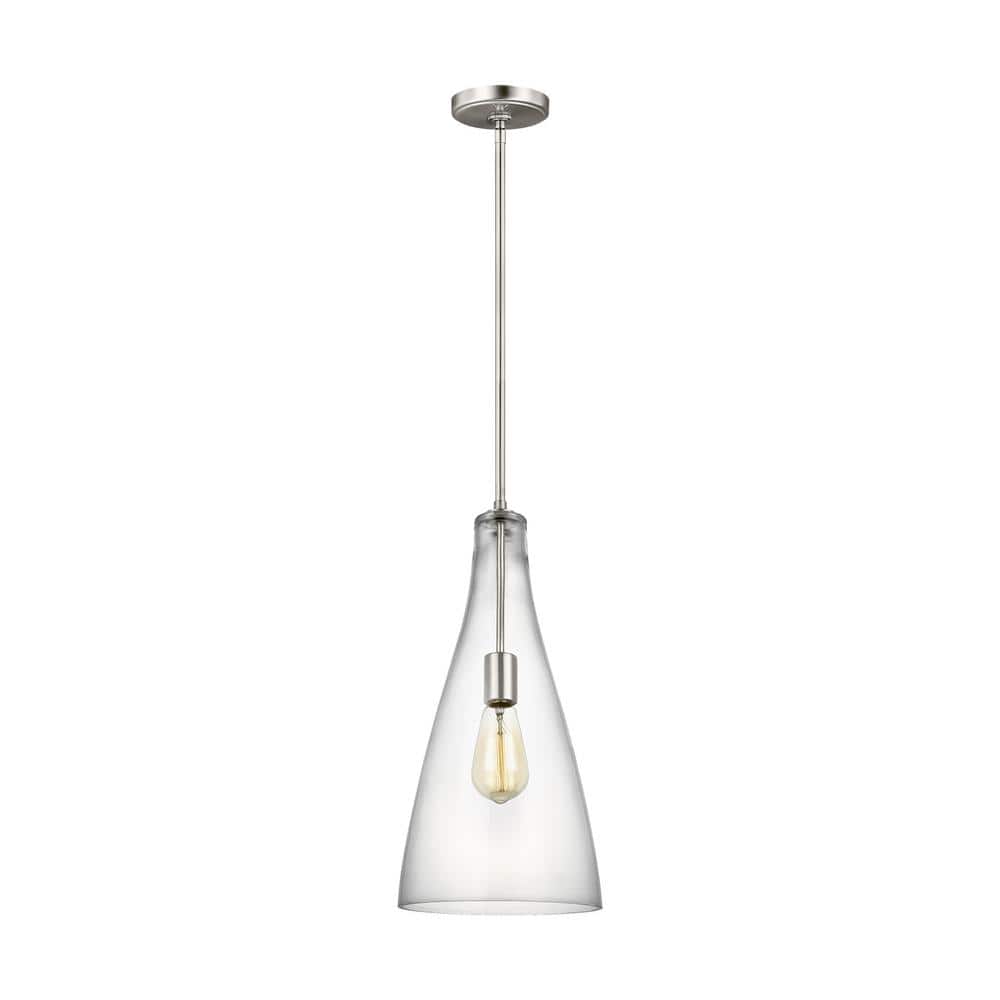 Arilda Mini Brushed Nickel Pendant with Clear Glass Shade