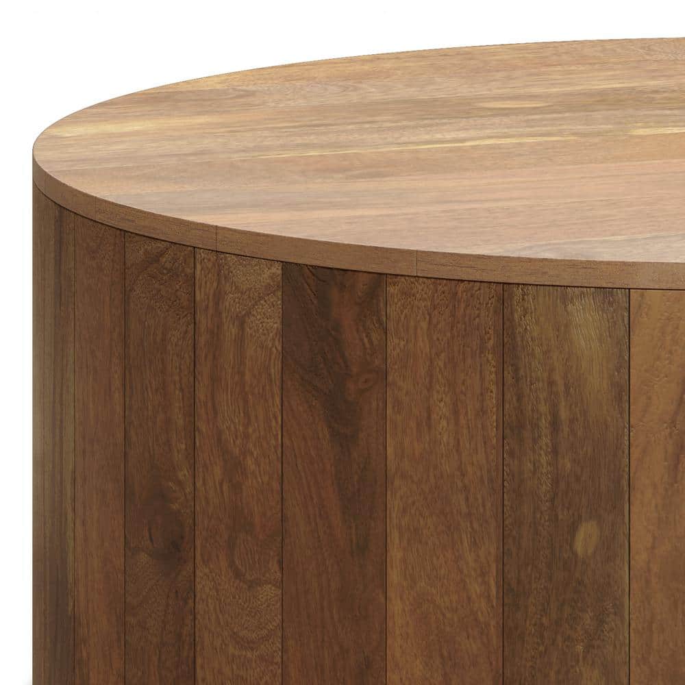 Natural Solid Mango Wood Round Drum Coffee Table