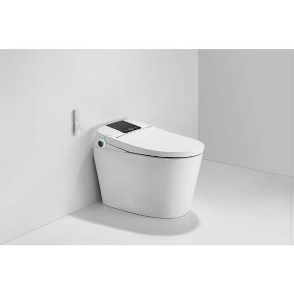 Elongated Bidet Toilet with Built-in Water Tank 1.1 GPF in Gray with Adjustable Sprayer Settings, Deodorizing