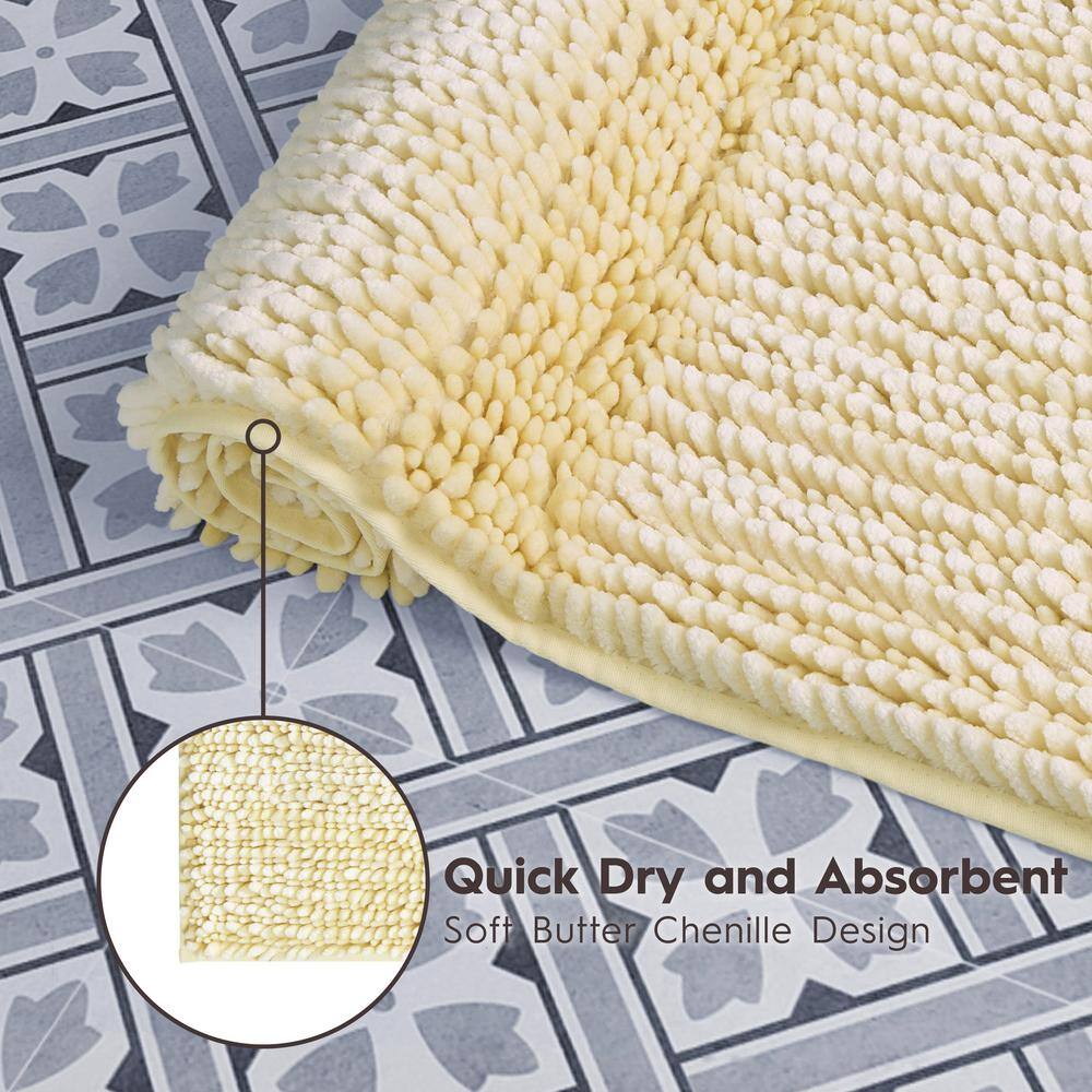 Yellow Chenille Non-Slip 2-Piece Bath Rug Set