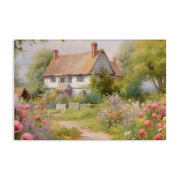 Nature Filled Cottage Garden by Nini Art Unframed Coastal Graphic Art Print 30 in. x 45 in.