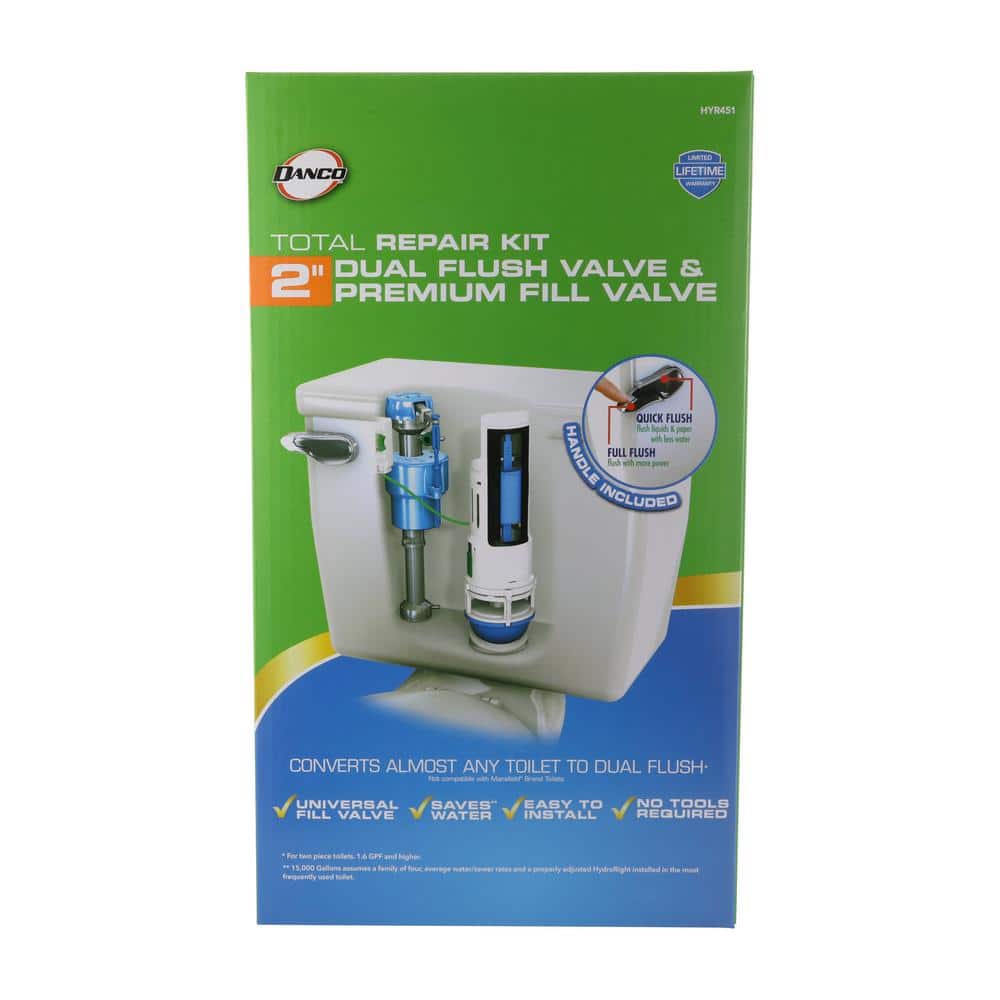 Blue and White Plastic Dual Flush Toilet Repair Kit