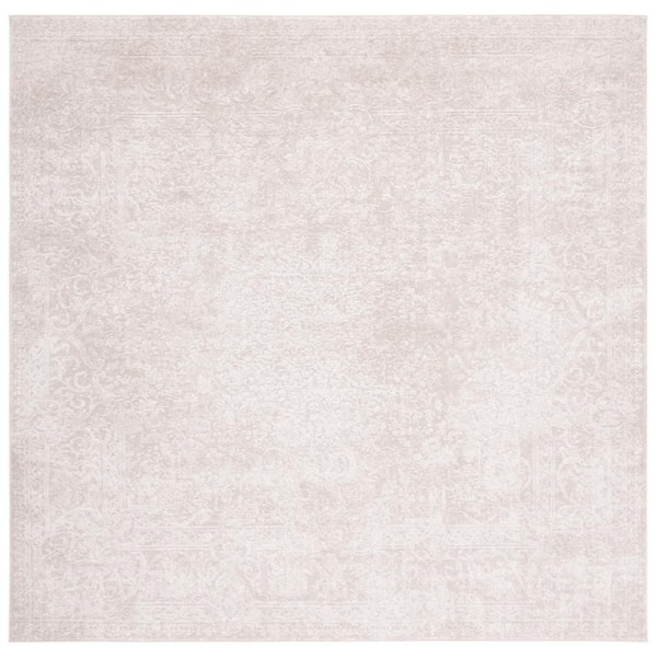 SAFAVIEH Reflection Cream/Ivory Doormat 3 ft. x 3 ft. Floral Border Square Area Rug
