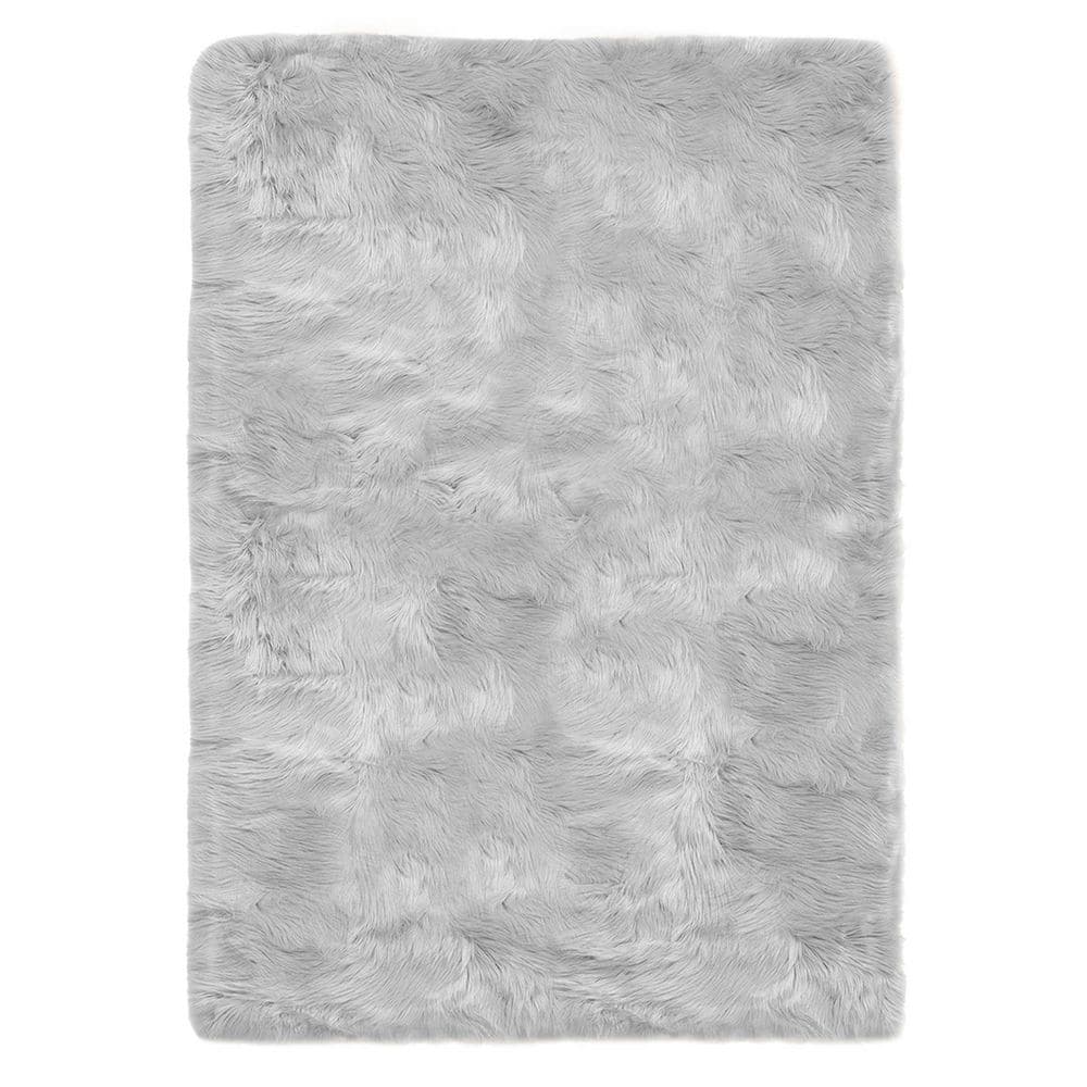 Gray 5 ft. x 8 ft. Fluffy Fuzzy Furry Faux Fur Sheepskin Rug Area Rug price history on PriceWatchPro