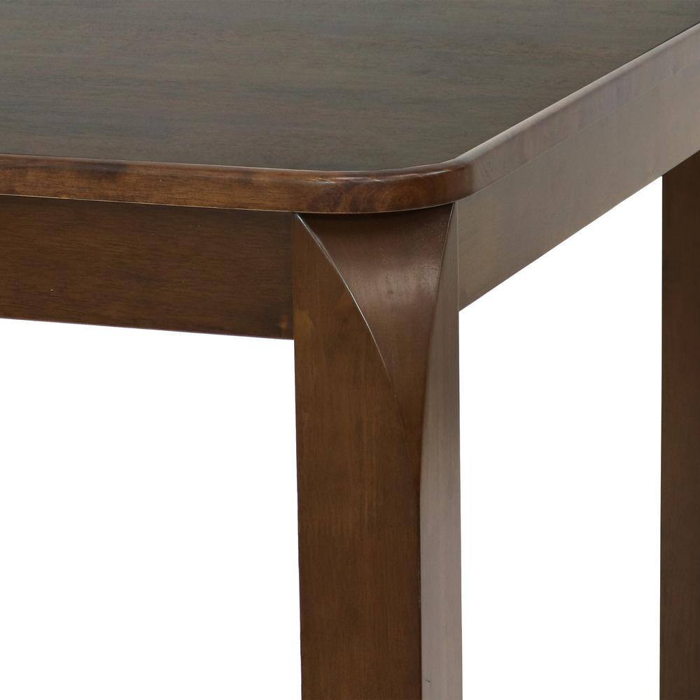 Dorian 62" Dark Walnut Solid Rubberwood Mid-Century Modern Dining Table