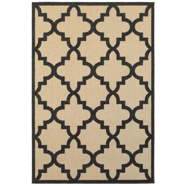 Marina Black 7 ft. x 10 ft. Outdoor Patio Area Rug