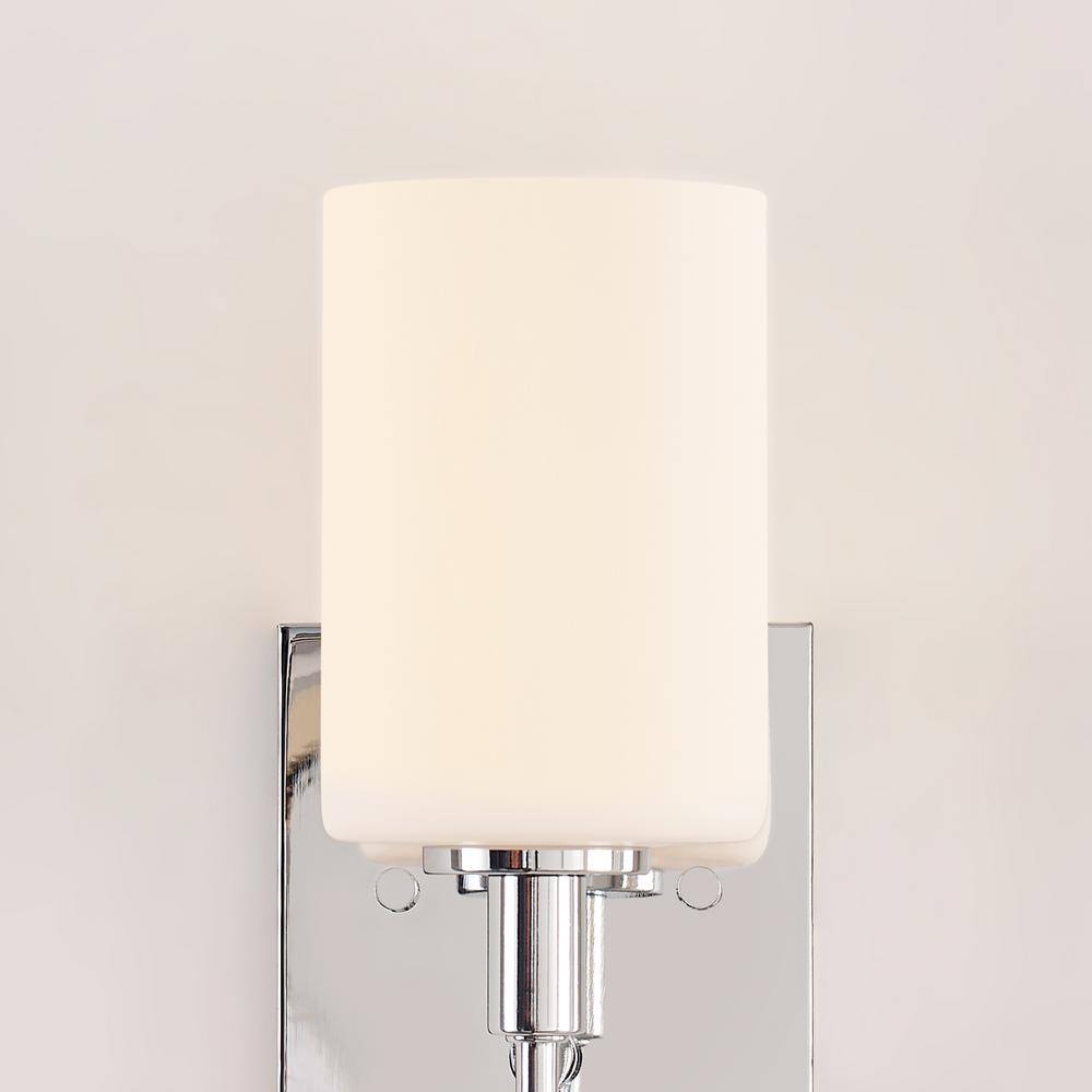 Foxdale Chrome Cylinder Vanity Wall Sconce with Etched Glass